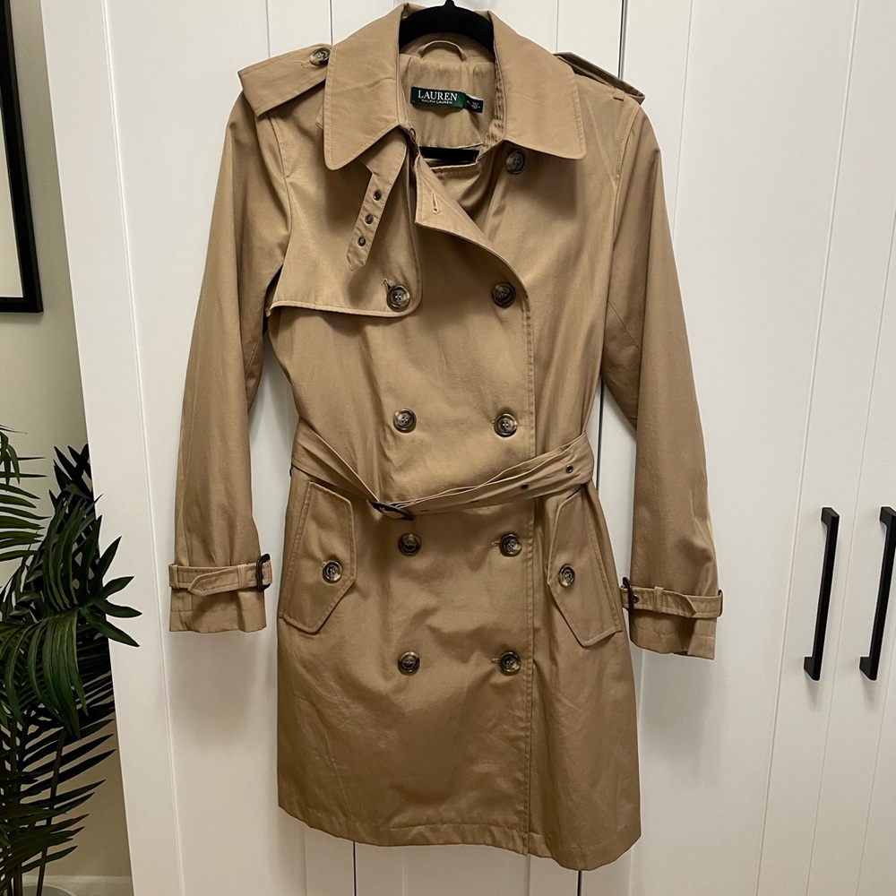 Lauren Ralph Lauren Beige Trench Coat Sz Petite S